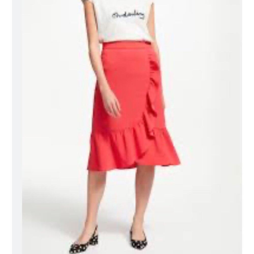 Boden Ella Frill Wrap Midi Skirt in Peony Pink Size 6 NWT